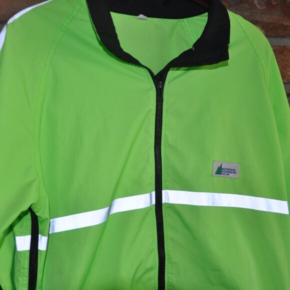 Vtg Mountain Equipment Co-op MEC Cycling Jacket Neon Green Rain Reflective S - Picture 2 of 4